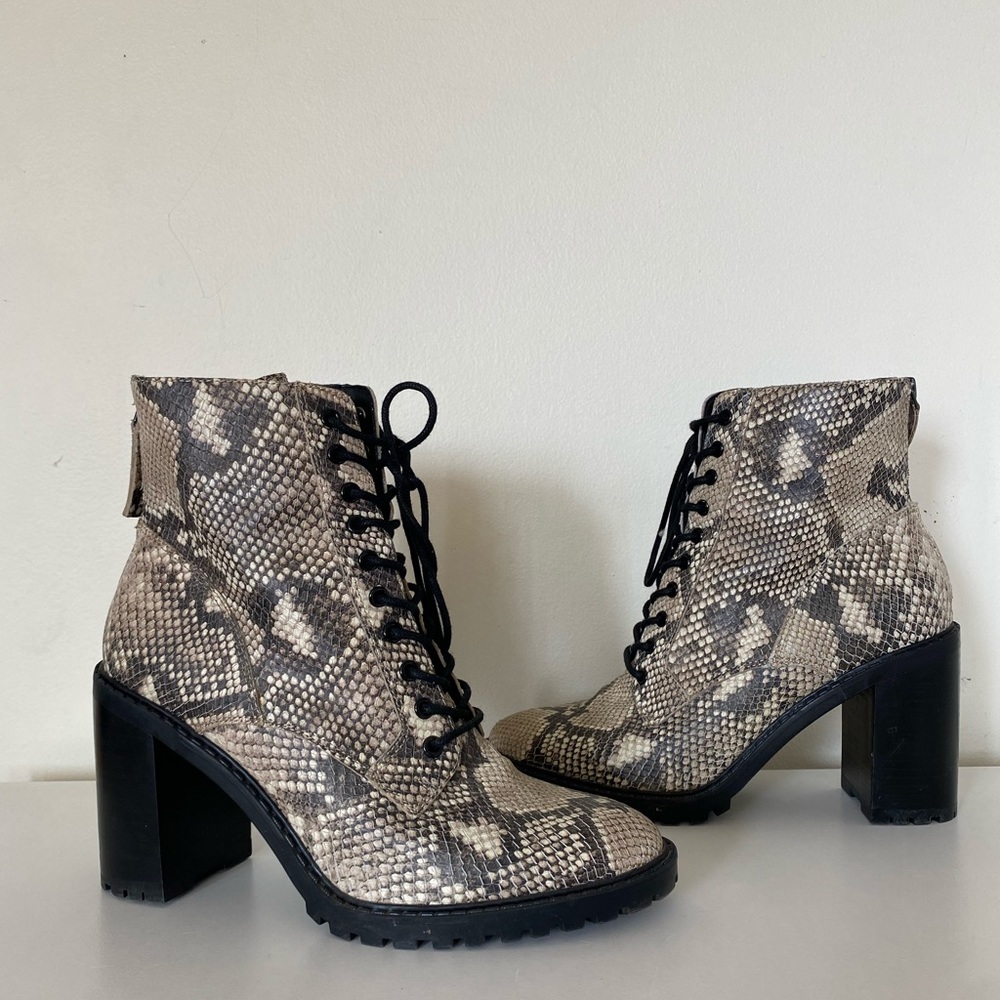 Snakeskin Leather Dolce Vita Lace Up Combat Boots